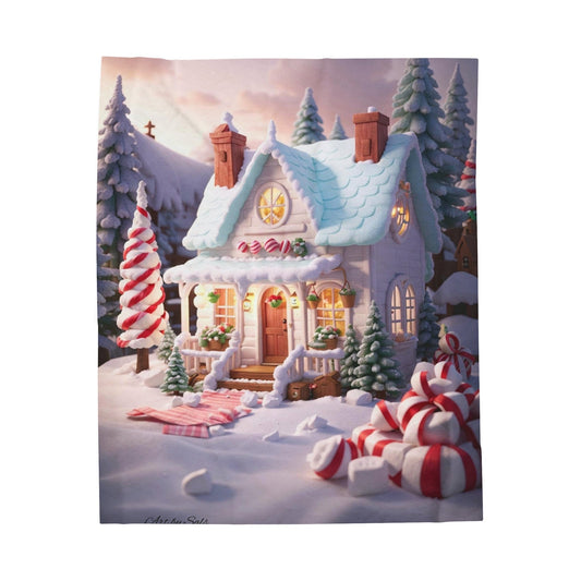 Candy Christmas House Velveteen Plush Blanket - A Homespun Hobby