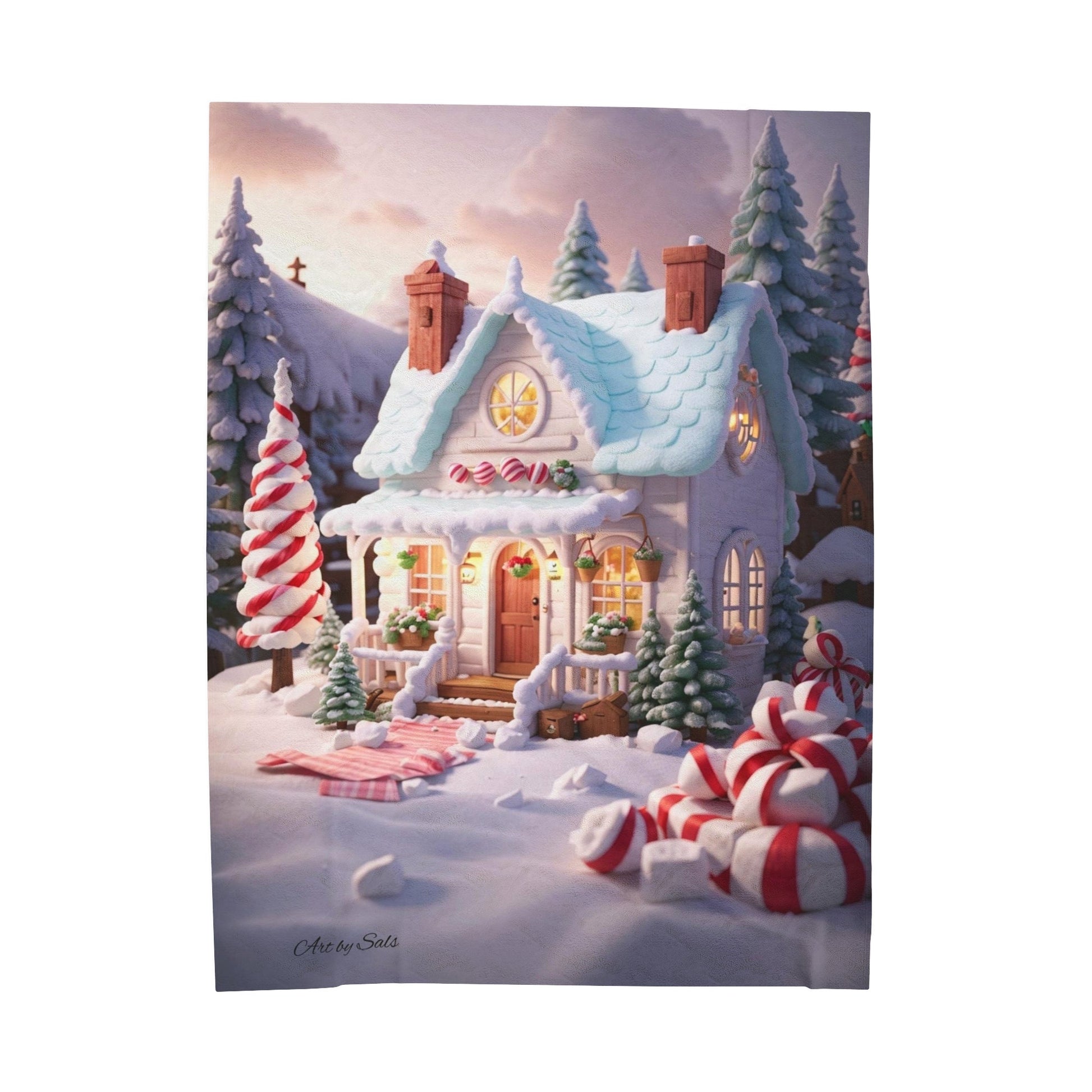 Candy Christmas House Velveteen Plush Blanket - A Homespun Hobby