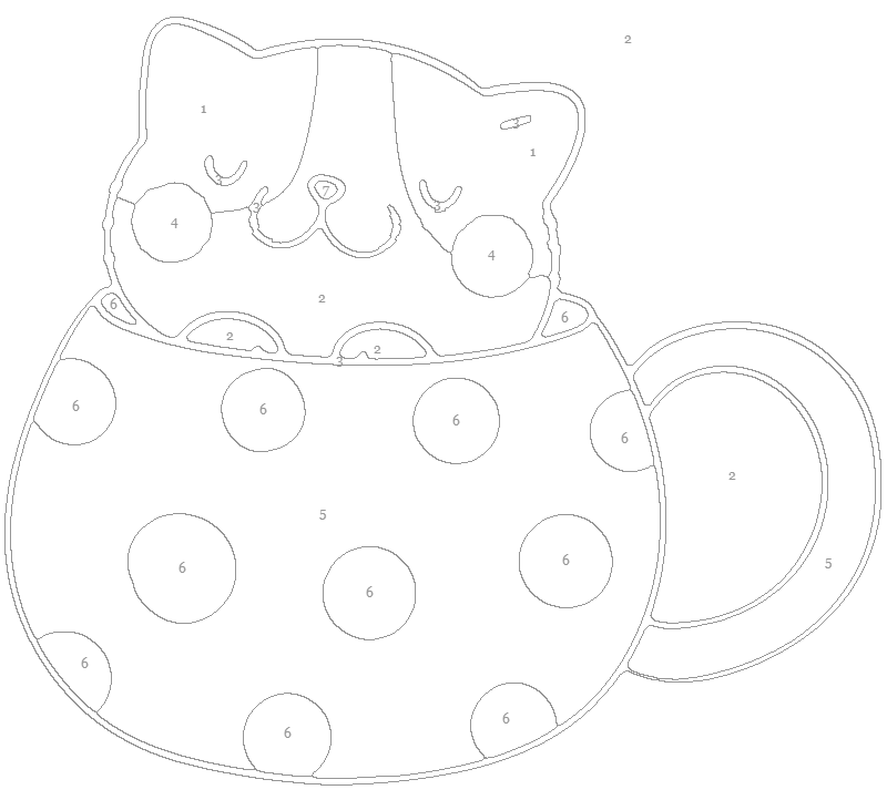 Cat in a Cup Paint by Number Printable Sheets - A Homespun Hobby