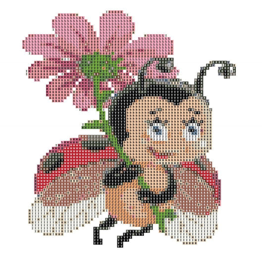 Diamond Painting Printable Canvas Ladybug with Flower - A Homespun Hobby