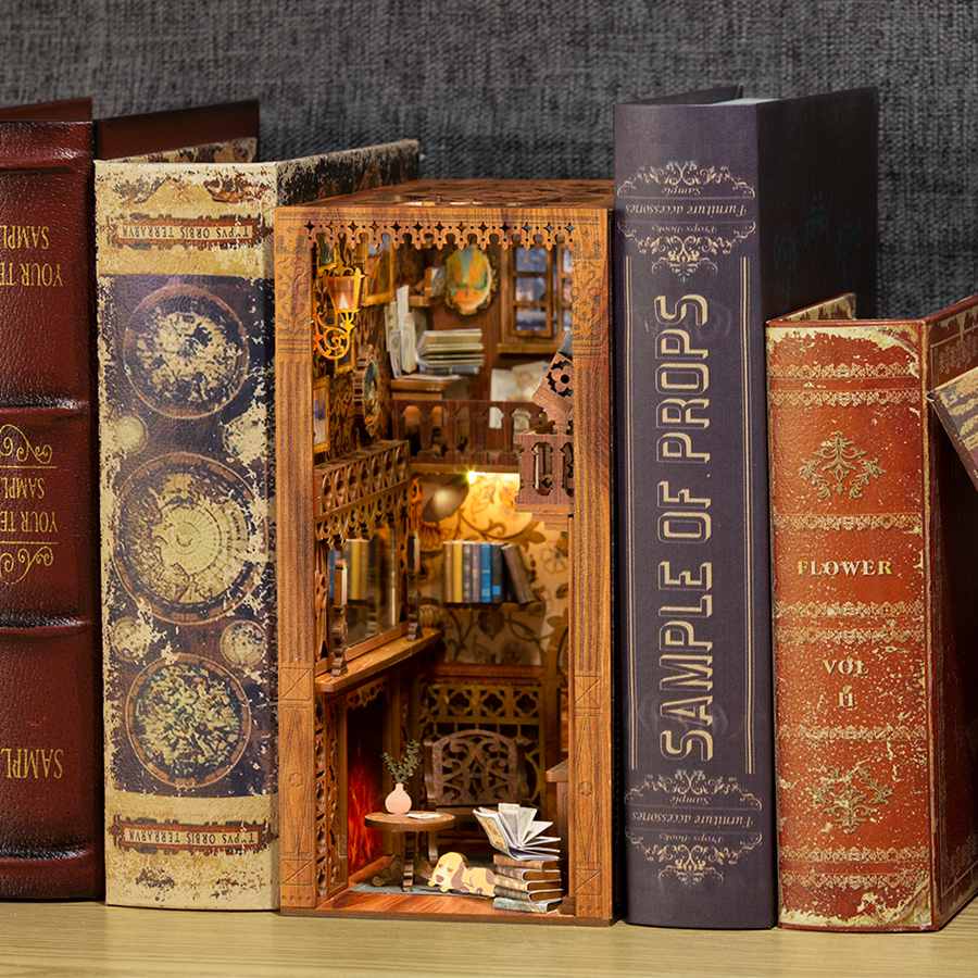 DIY Book Nook Kit Bookshelf Insert Wood Craft Miniature Kit - A Homespun Hobby