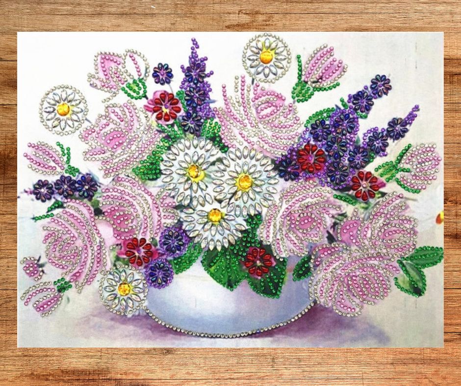 Flowers in a Bowl Partial Diamond Painting - A Homespun Hobby