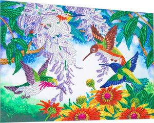 Hummingbirds and Flowers Partial Diamond Painting Kit - A Homespun Hobby
