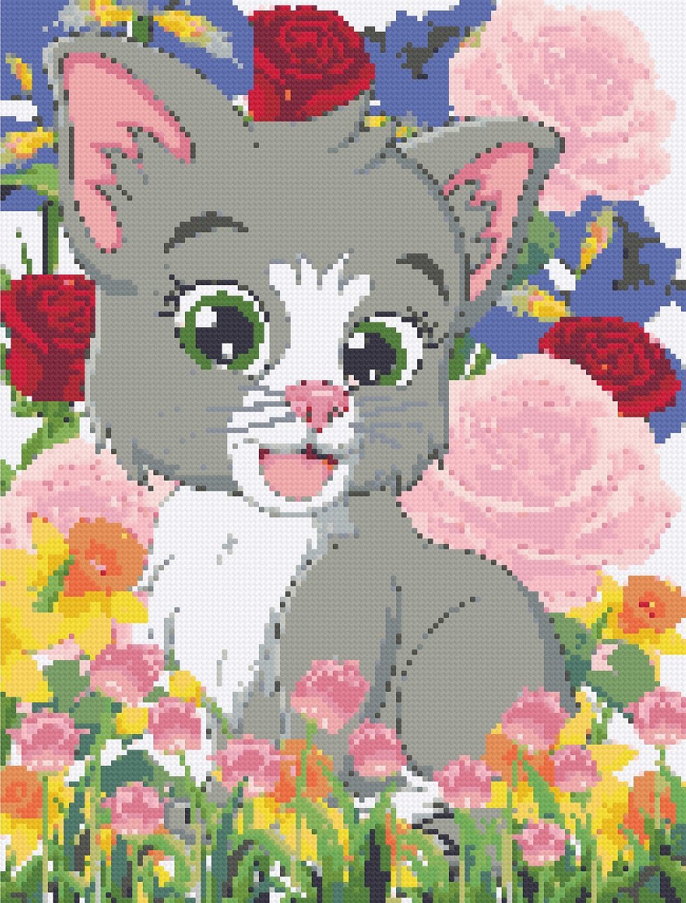Kitty in the Garden Diamond Painting Kit - Art by Sals - A Homespun Hobby