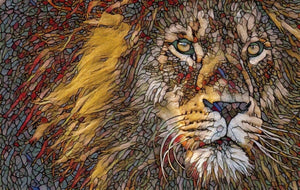 Majestic Lion in Stained Glass Diamond Painting Canvas - Art by Sals - A Homespun Hobby