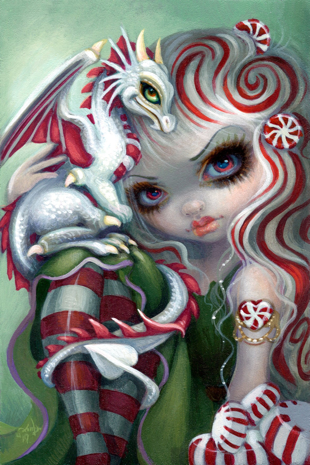 Peppermint Dragonling by Jasmine Becket-Griffith Diamond Painting Conversion Chart - A Homespun Hobby