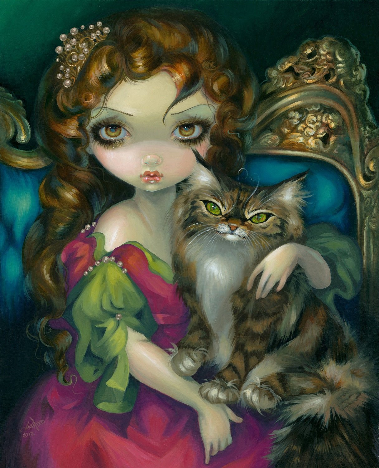 Princess with a Maine Coon Cat by Jasmine Becket-Griffith Diamond Painting Canvas - A Homespun Hobby