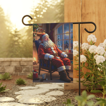 Santa's Fireside Snooze Garden & House Banner - A Homespun Hobby