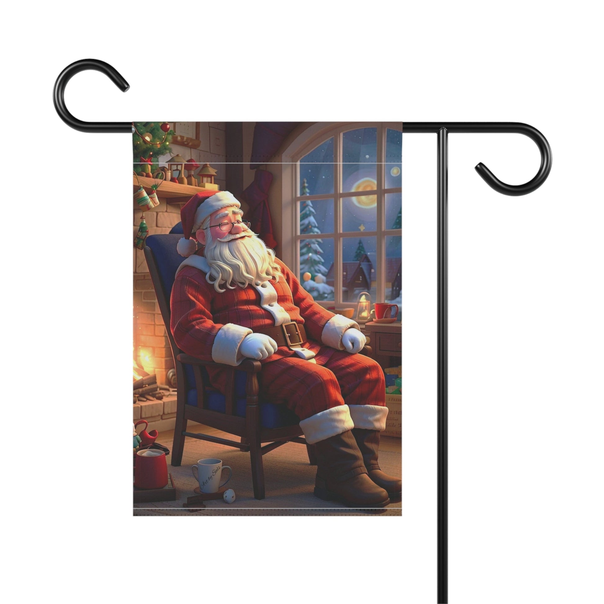 Santa's Fireside Snooze Garden & House Banner - A Homespun Hobby